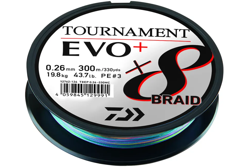 Daiwa Tournament x8 Braid EVO+ 300m Multicolor 0,26mm