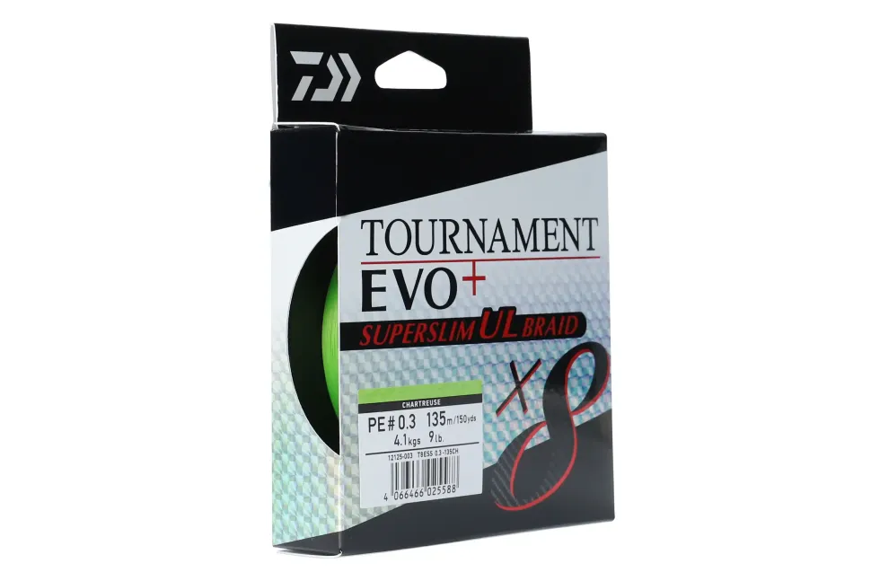 Daiwa Tournament x8 Braid EVO+ Superslim 135m Chartreuse PE 0,3