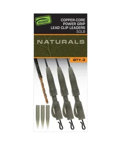 FOX Carp Edges Naturals Copper-Core Power Grip Lead Clip Leaders 75cm