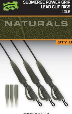 FOX Carp EDGES Naturals Submerge Power Grip Lead Clip Leaders 30lb