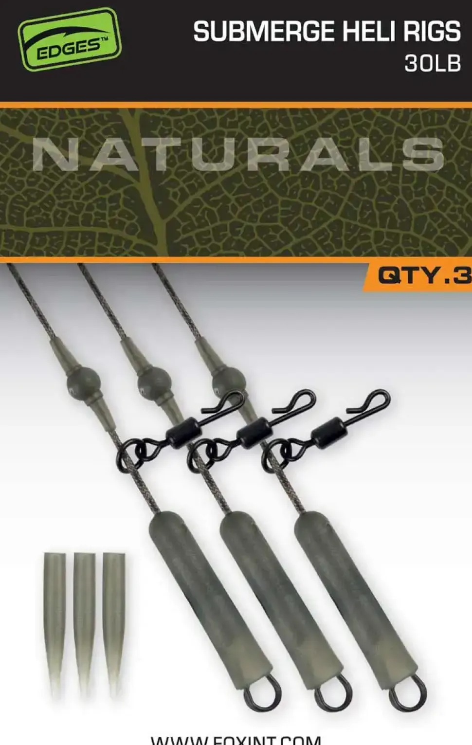 FOX Carp EDGES Naturals Submerge Heli Rig Leaders 30lb