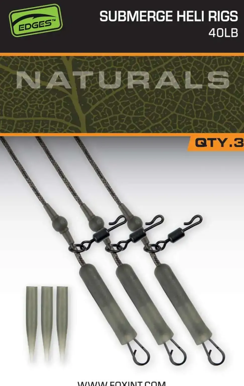 FOX Carp EDGES Naturals Submerge Heli Rig Leaders 30lb