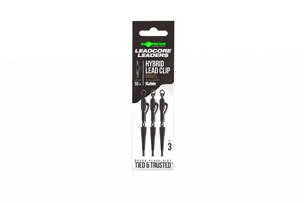 Korda Kable Leadcore Leader Hybrid Lead Clip 50cm Gravel