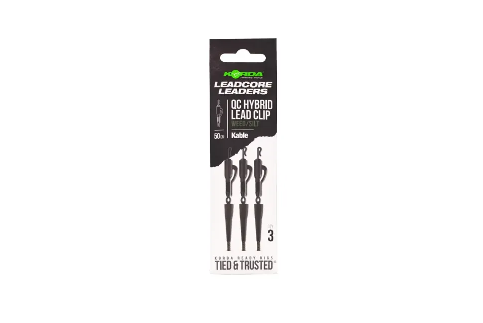 Korda Kable Leadcore Leader Hybrid Lead Clip QC Swivel 50cm Weed