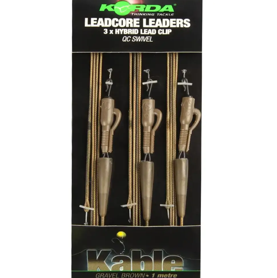 Korda Leadcore Leaders Hybrid Lead Clip QC Swivel 100cm Weed