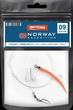 Spro Norway Expedition Rig 9 Live Bait Gummi Mak UV Gr.3/0 und 4/0 170cm 1,0mm 2 1,7m